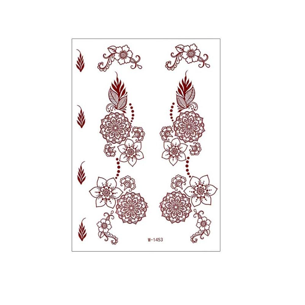 Lace Fake Tattoo Temporary Tattoo Red Mehndi Stickers Body Art Sticker Henna Tattoo Stickers Girls
