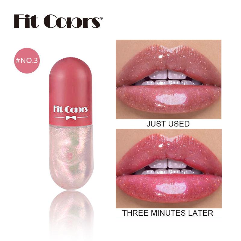 Fit Colors Мини-капсула Блеск для губ Увлажняющий, увлажняющий, прозрачный цветной трансформер в гранулах Шумный блеск для губ Масло