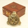 Brass Sundial Compass with Wooden Box Engraving Gift Nautical Décor Handmade Steampunk Travel Compass