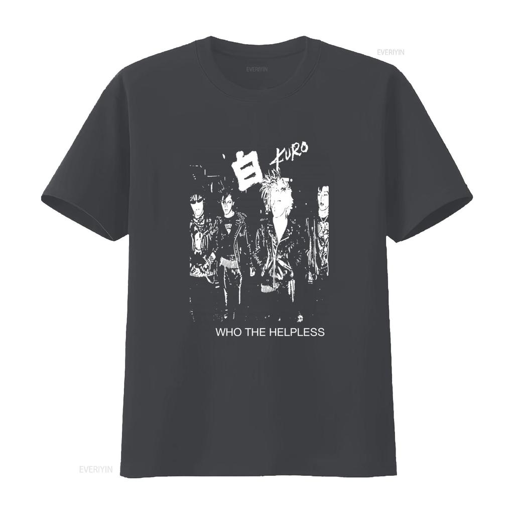 Kuro Who The Helpless Punk Rock Band Print T Shirt for Men Stylish and Edgy Design vintage Washed Versatile Casual