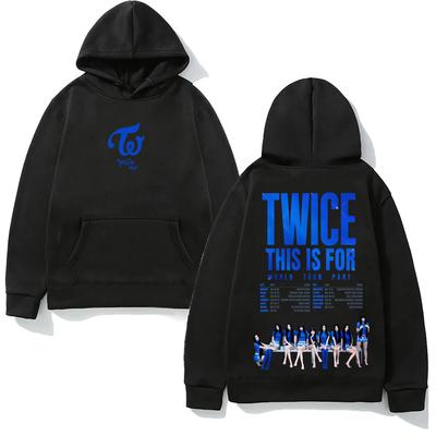 TWICE ТУР2026 Панк Худи С Карманом Флис Удобная Толстовка Рукав Готская Одежда Молетон Винтажные Пуловеры Гранж