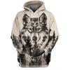Black and White Wolf Print 3D Men's Hoodies Fashion Animal Pattern Women's Sweatshirts Leisure Essentials Pullover Jackets Coat