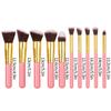 10Pcs Pink Wooden-handled Makeup Brush Set, Including Foundation Brush, Blush Brush, Eyeshadow Brush and Highlight Brush