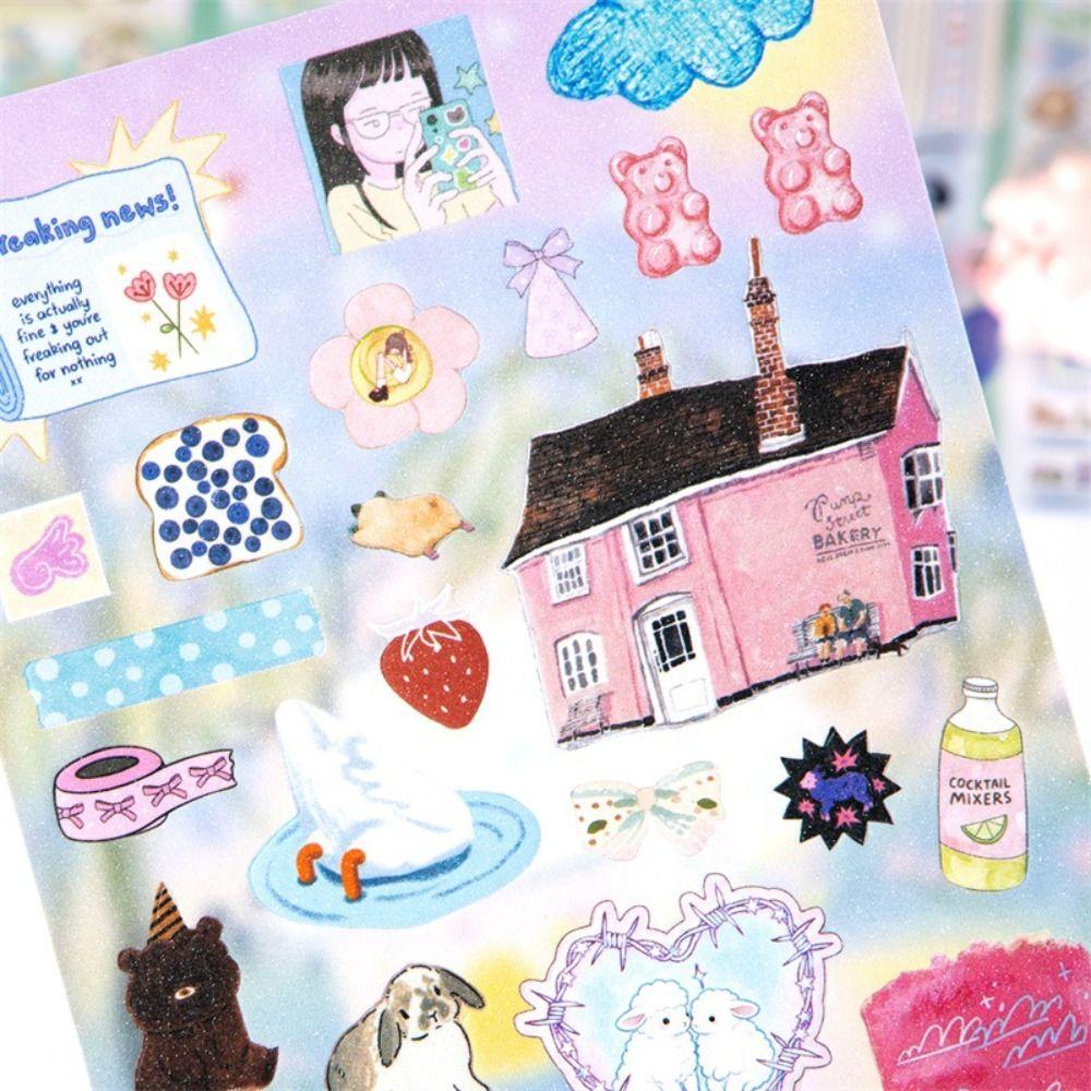 Self Adhesive Cartoon Sticker Book Art Paper Decorative Sticker Book Journaling