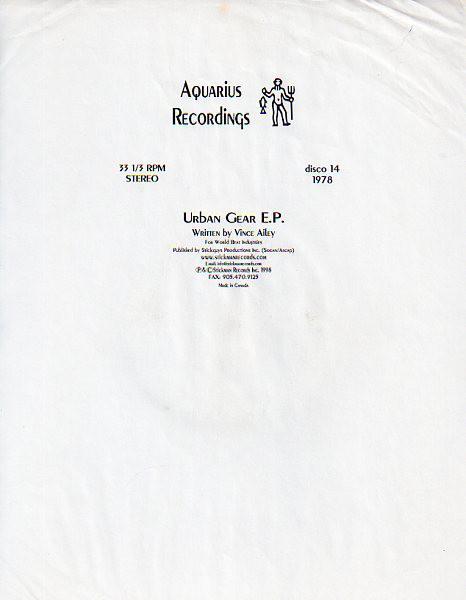 12inch Record VINCE AILEY - Urban Gear E.P. DISCO14 Aquarius Record 1998 Canada Dance & Electronica Used