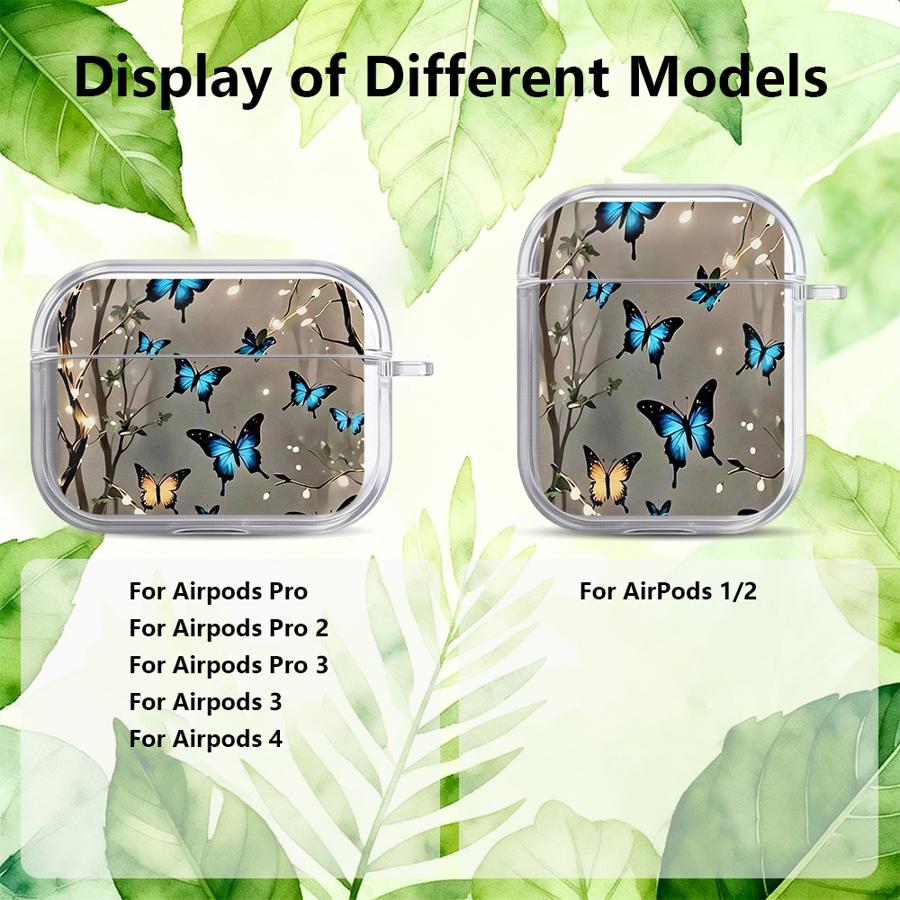 Cartoon Butterfly Pattern Clear Earphone Cases Cover Case For Airpods 2 1 4 Pro2 Pro 3 Pro3