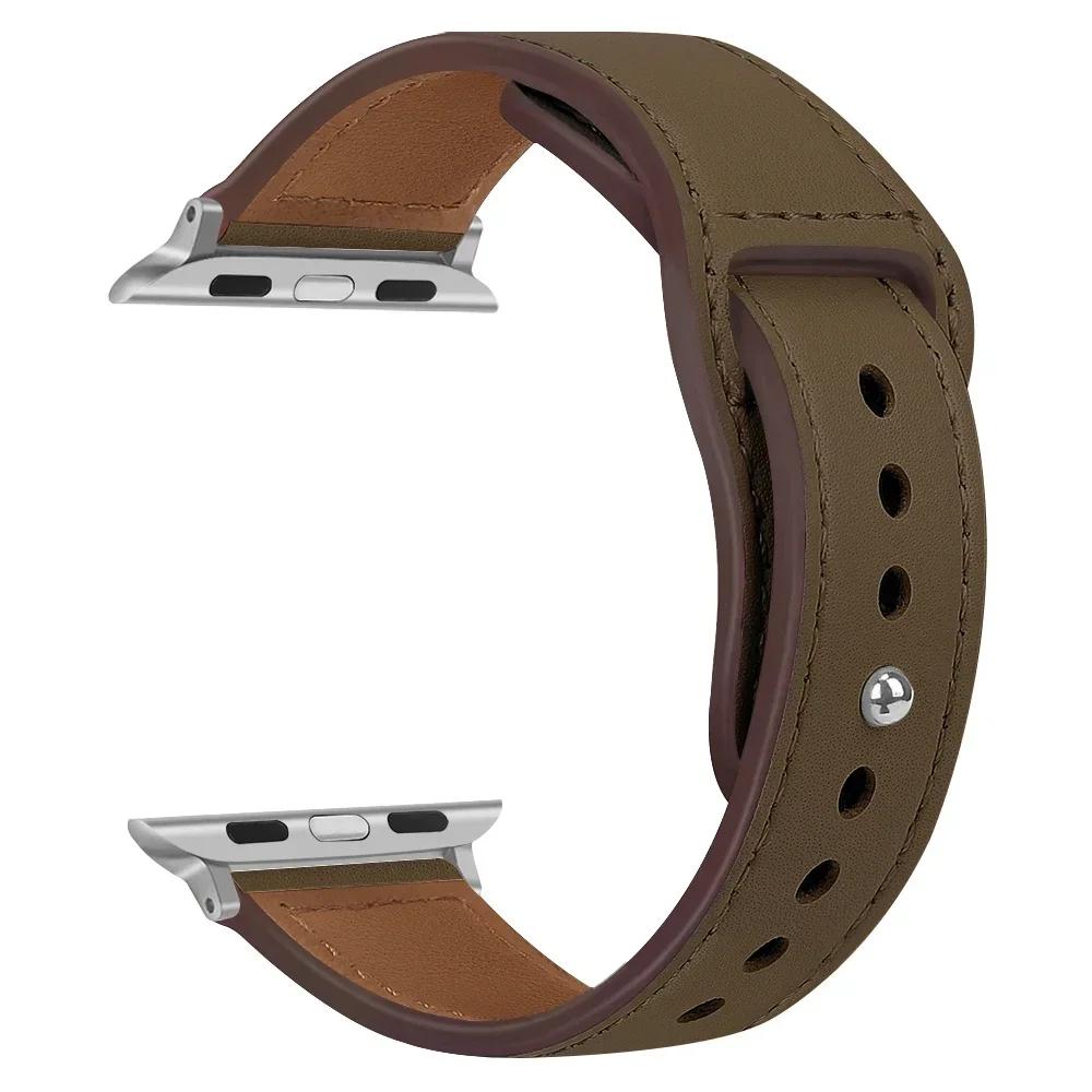 Кожаный ремешок для Apple, ремешок для часов 44 мм, 45 мм, 41 мм, 40 мм, 49 мм, 42 мм, 38 мм, 45, 44 мм, браслет Correa iWatch series 3, 4, 6 SE, 7, 8, ультра