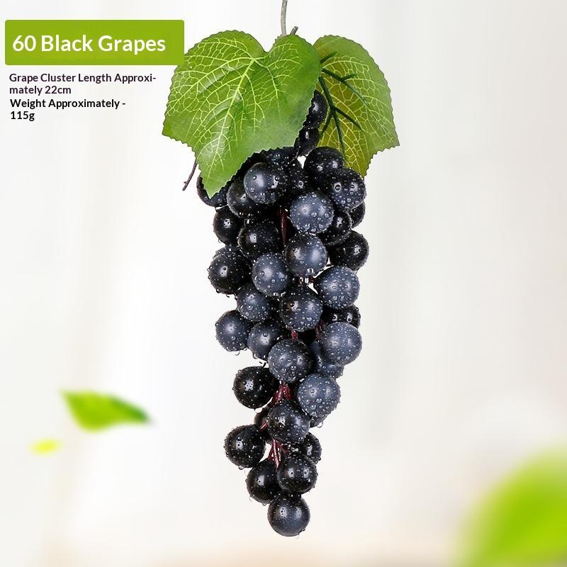 1Pcs Realistic Plastic Artificial Grapes Bunches Simulation Fake Fruit with Leaves for Vintage Home Decor Party Table Display