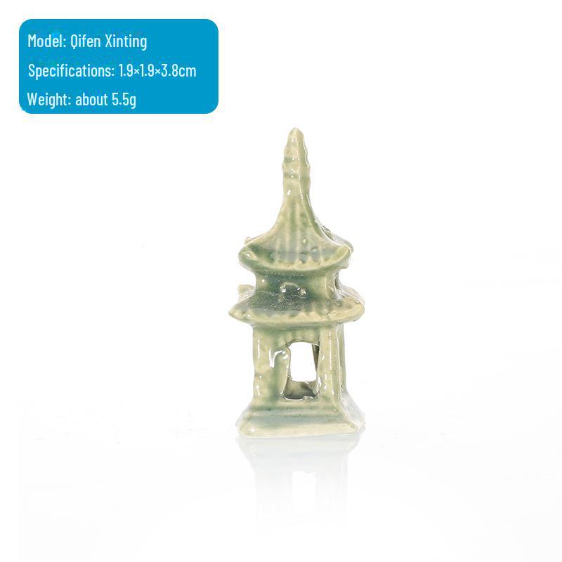 Ландшафтное оформление аквариума: Каменная скала и керамический павильон с водопоглощающим орнаментом для бонсай