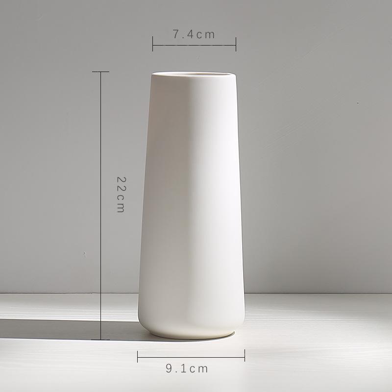 Modern White Ceramic Vase for Small Fresh or Dry Flowers - Dining Table & Living Room Decor
