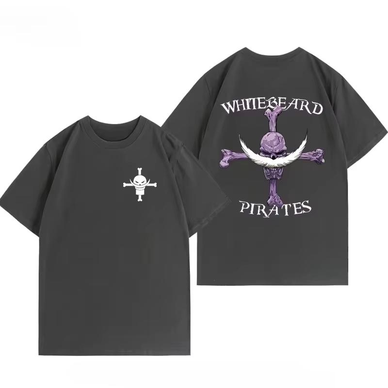 T-shirt High-quality One Piece White Beard One Piece Luffy Escaton Anime Short Sleeve Summer Cotton T-shirt Fashion Unisex