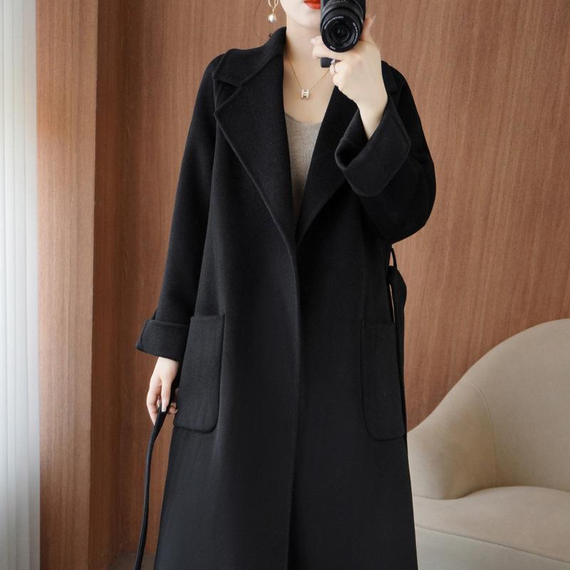 2024 осень-зима корейская версия новое пальто из 100% шерсти двухстороннее кашемировое пальто женское среднее и длинное утолщенное