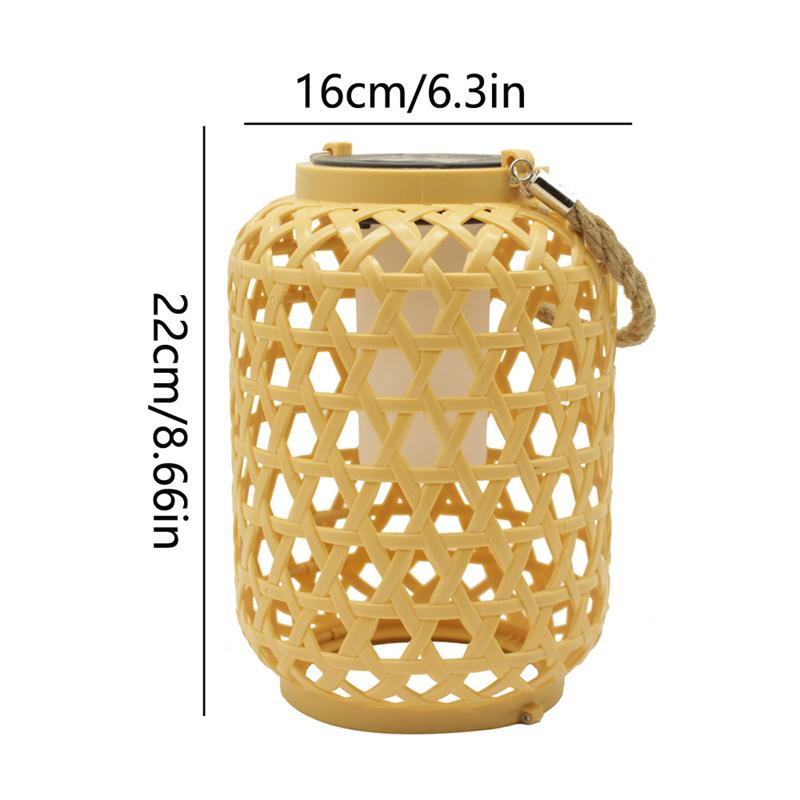 1 PCS Solar Bamboo Woven Lantern Outdoor Garden Courtyard Lighting Fixture Waterproof Hanging Decor For Patio Yard