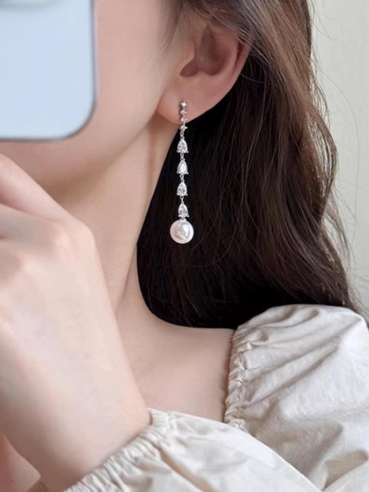 Длинные серьги-клипсы с кисточками, украшенные цирконием, для непроколотых ушей — элитный нишевый дизайн