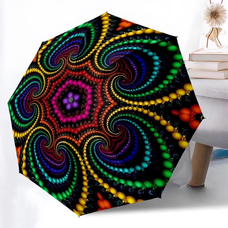1PC Psychedelic Pattern Automatic Open/close, All-Season Portable Folding Umbrella for Women & Men yy250919152