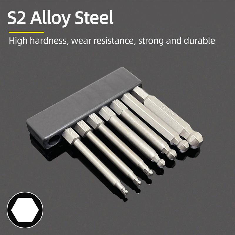 Набор шестигранных отверток с шаровым наконечником, шестигранный ключ, отвертка, сверло с хвостовиком 1/4 дюйма, магнитная сталь S2 65/100 мм, ручные ремонтные инструменты