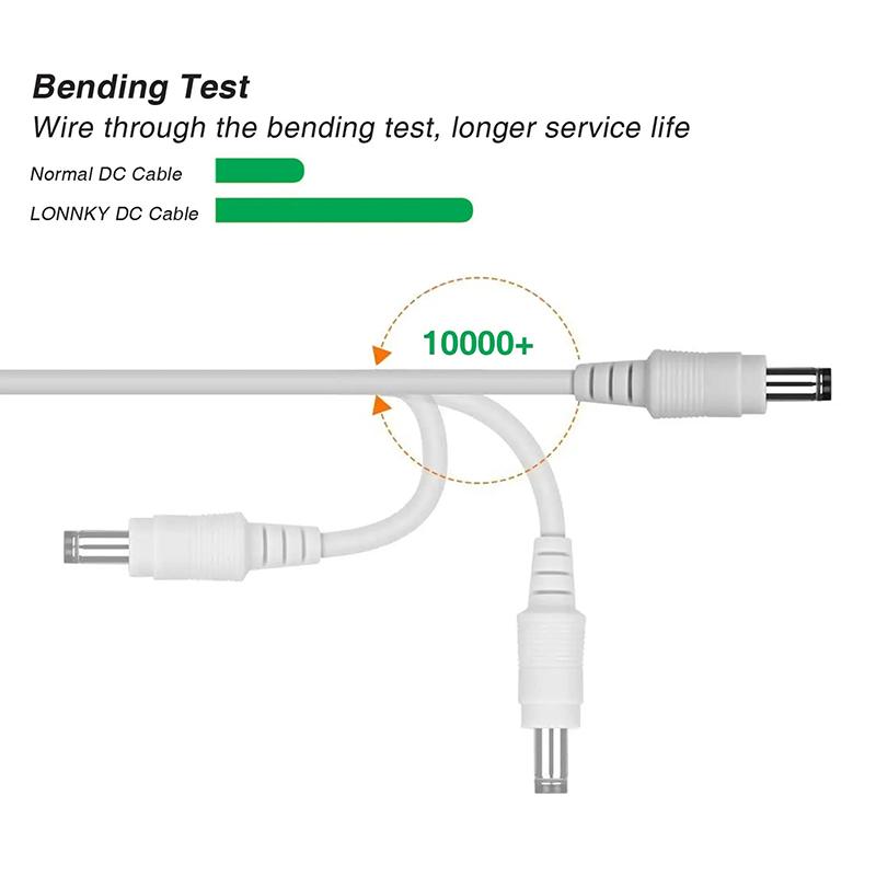 Dc Power Extension Cable 12V White Cable Connector 1M 2M 3M Extender Cord 2.1X 5.5Mm Female To Male For Led Strip Camera