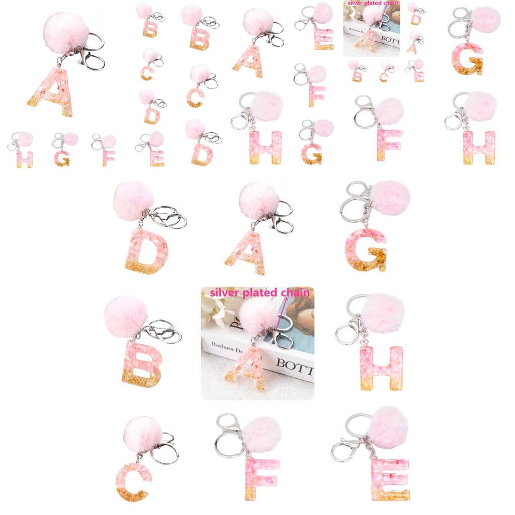 Модный брелок с плюшевым шариком и английскими буквами Креативный автомобильный аксессуар