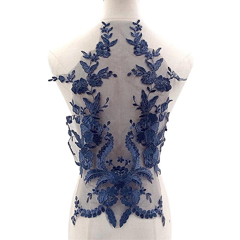 Embroidered Lace Applique Sewing Flower Fabric Collar Patch for Wedding Party Gown Bridal Dress Clothes DIY Crafts