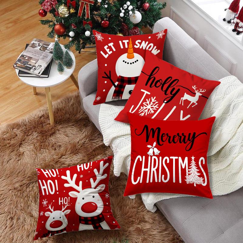 Современная простая льняная милая наволочка с лосем и снеговиком, рождественская, для дома, гостиной, офиса, атмосфера, подушка
