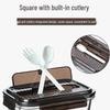Anmai 1050ML Two-Compartment Glass Lunch Box with Cutlery Set