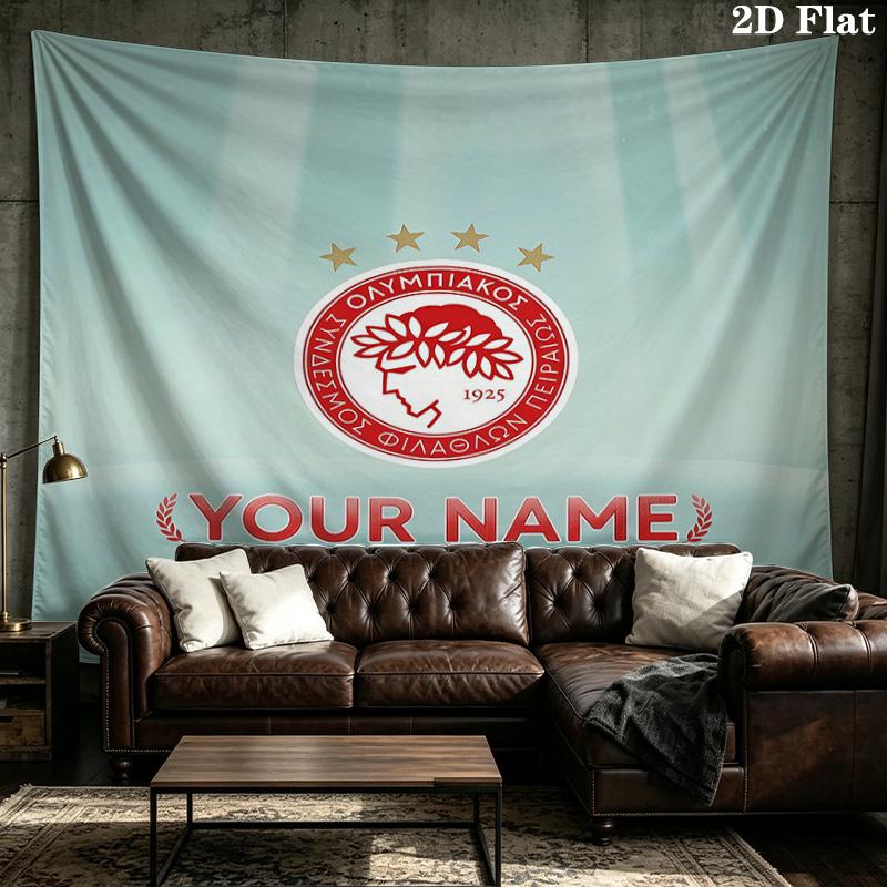 Custom Name Olympiacos2 Printed Tapestry – Wall Hanging for Bedrooms, Dorms, and Home Decor