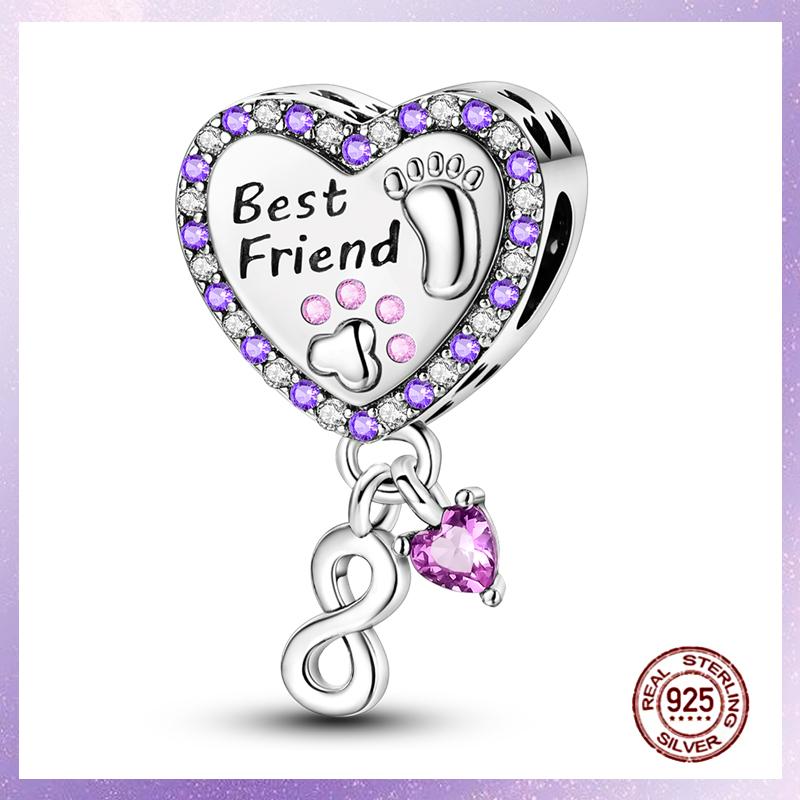 Фиолетовые Шармы Медный Fit Оригинальный Подвесной Браслет Бабочка Стекло Сердце Перо Клип Шарм Подвеска Светящаяся Бусина DIY Ювелирные Изделия