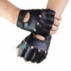 Punk Gloves Half Finger Punk PU Leather Gloves Breathable Accessories Fashion Outfits for Cycling Gym Dance Fitness Music