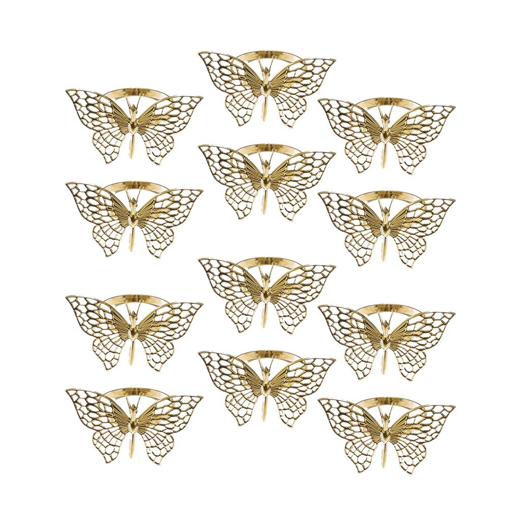 Набор из 12 роскошных держателей для салфеток с дизайном в виде бабочек, идеально подходящих для банкетов и праздничных встреч, изготовленных из железа