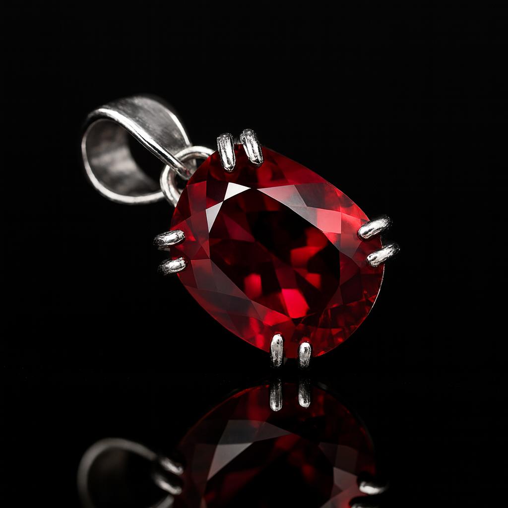 Certified 24 Ct Natural Red Ruby Cushion Gemstone 925 Sterling Silver Pendant
