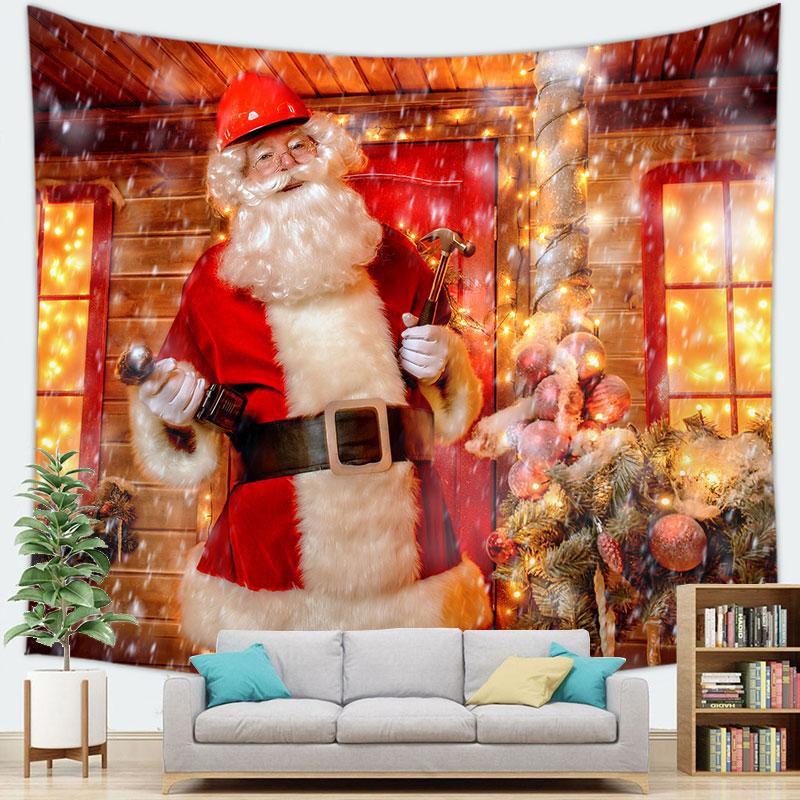 Home Decor Merry Christmas Santa Claus Decoration Tapestry Santa Claus Christmas Party Tapestry Wall Hanging Background Fabric