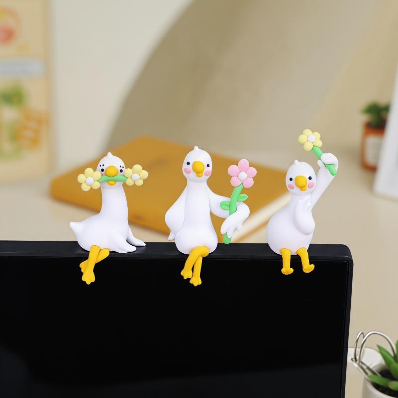 Игривая 3D-фигурка утки, аксессуар для стола, приборной панели автомобиля, телевизора, монитора, декор и подарки