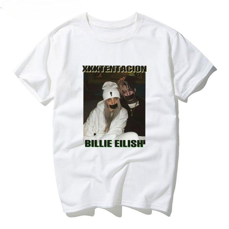 Американский Винтаж Футболка с принтом Billie Eilish Хип-хоп Уличная одежда Повседневные Топы с коротким рукавом Для унисекс Унисекс