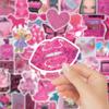 50 Pcs INS Style Pink Cartoon Stickers Waterproof Laptops Luggage Skateboards Water Cups Fade Resistant Decals