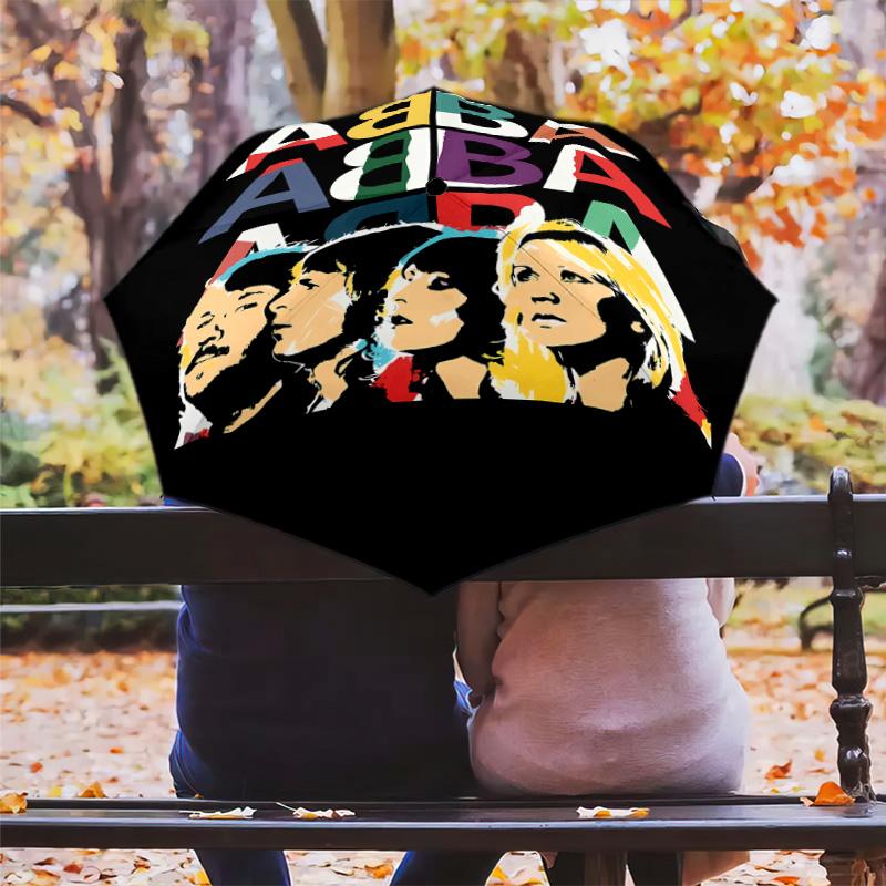 1 PC Automatic Folding Umbrella - Abba Movie Pattern Portable Foldable Design With 8 Ribs Christmas Birthday Gifts