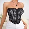Производитель женская мода сексуальное кружево косточки облегающий талию открытые плечи топ-труба красивая спина