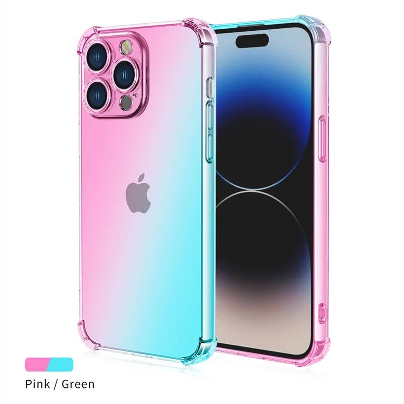 Чехол-бампер с градиентом из ТПУ для For Iphone 16 16e 1 Pro Max 14 Plus 13 12 Mini 11 XR XS Max SE, противоударный чехол Fundas Coque