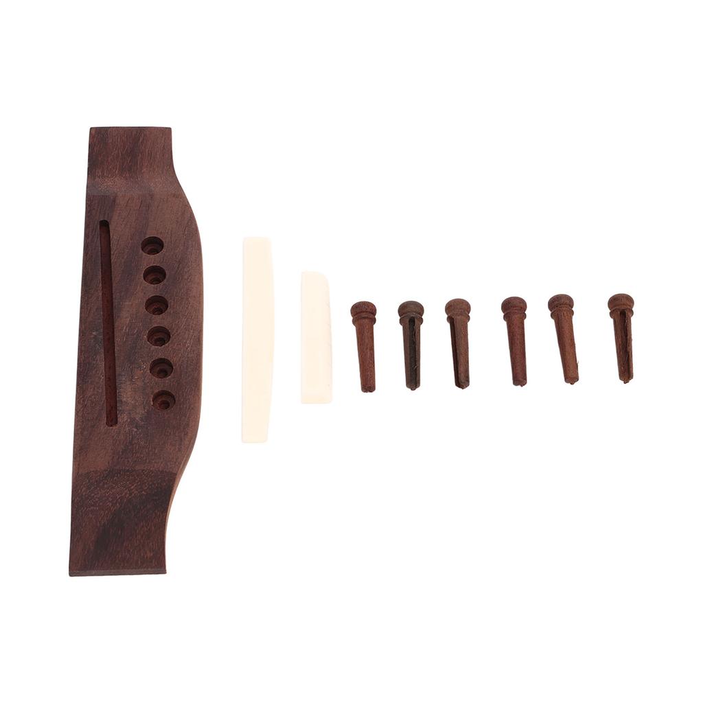 Acoustic Guitar Bridge Parts Replacement Accessories Rosewood Pins Bone Nut Saddle Set