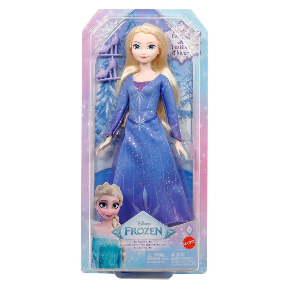 Игровой набор Mattel Disney Холодное Сердце Кукла Эльза для катания на коньках с домиком для ролевых игр, для детей от 3 лет, Синий