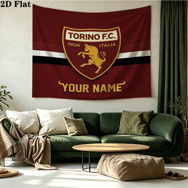 Custom Name Torino F.C Printed Tapestry – Wall Hanging for Bedrooms, Dorms, and Home Decor