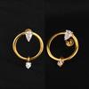 925 Sterling Silver Yellow Gold Plated Earrings White Cubic Zirconia Pear 5x3mm Round 2.5mm Elegant Women Jewelry