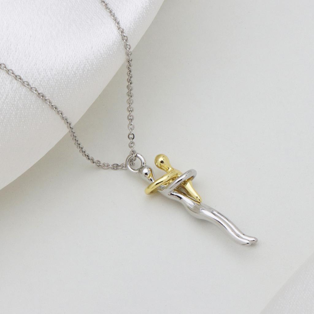 Baby Hug Baby Two-Color Mix And Match Simple Necklace Side Chain Pendant Necklace