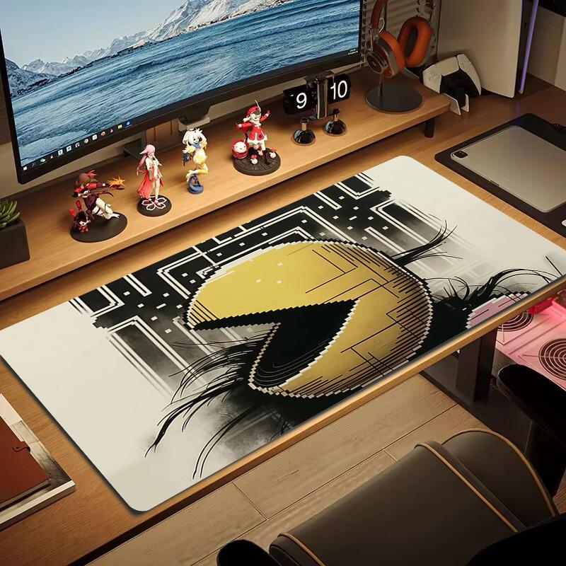 Pac‑Man Print Cushion Non-slip Laptop Tablet Big Mousepad XXL Mat Mini PC Playmat With Lock edge