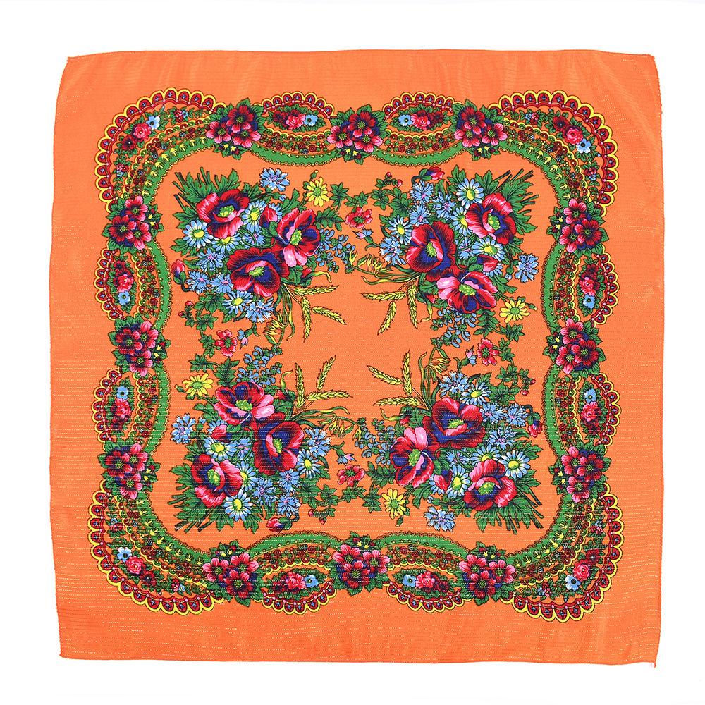 70*70 см золотой нитью с цветочным принтом русский квадратный шарф для женщин