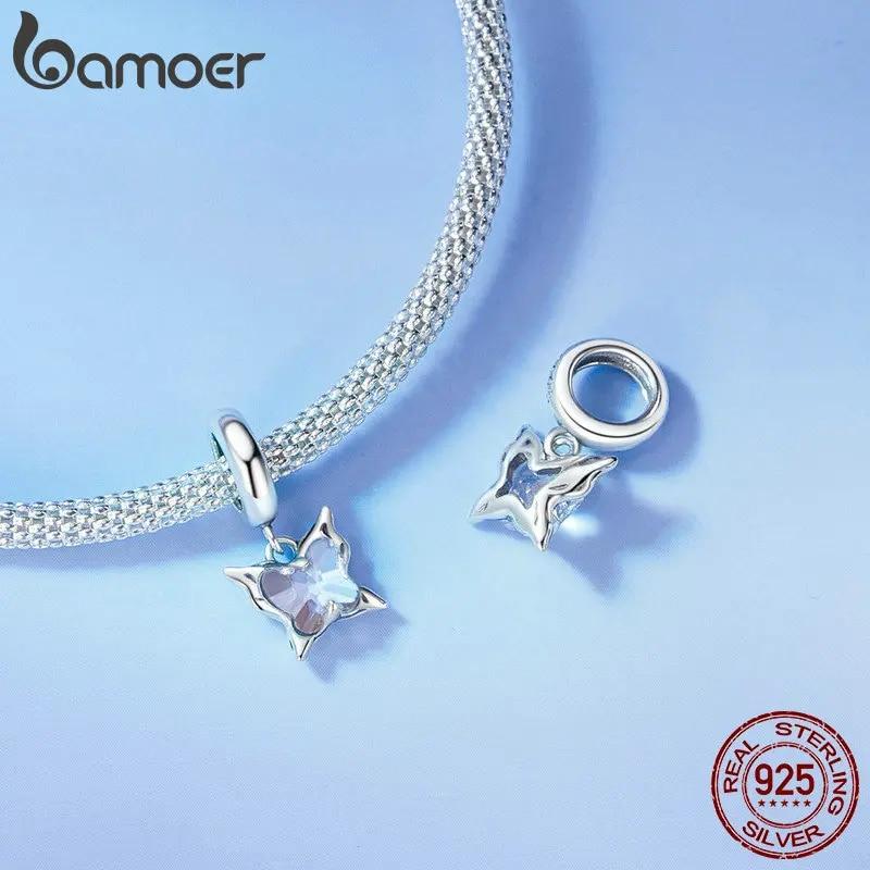 BAMOER Подвески-бабочки для браслетов, серебро 925 пробы, мини-подвески-подвески для браслетов и ожерелий, ювелирные подарки