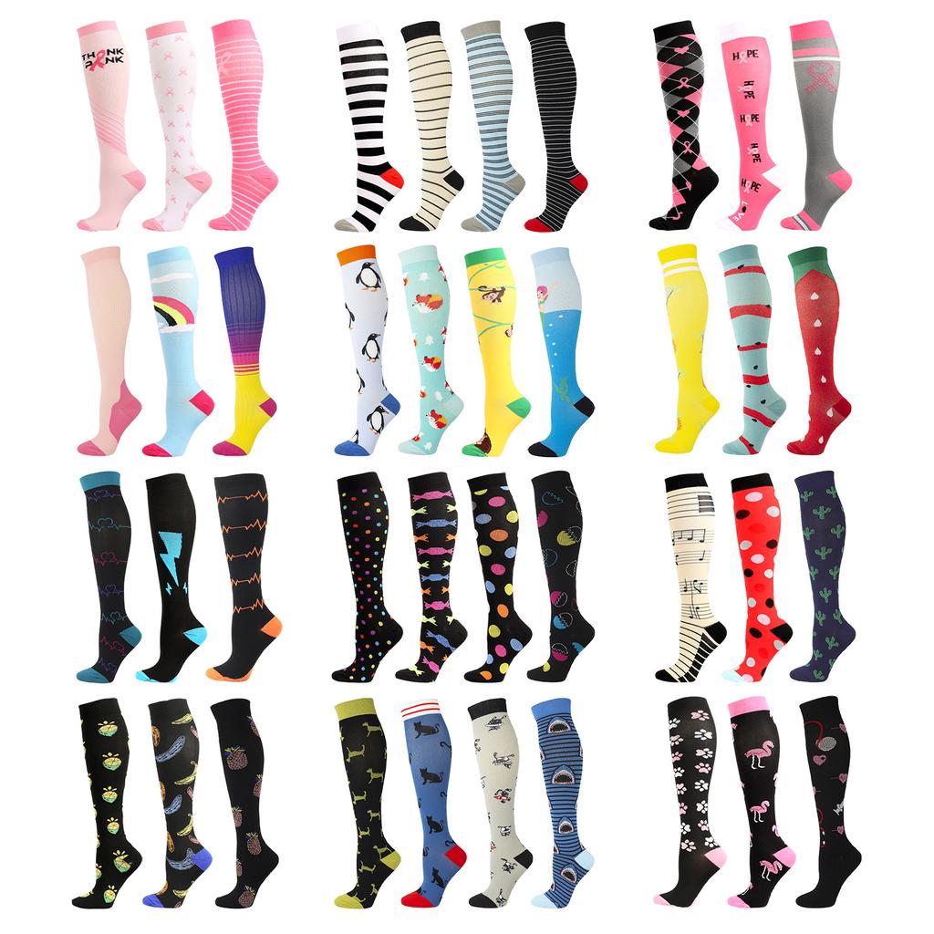 HYSAIXIA Compression Socks Funny Pattern Animals Sheep Monkey Music Cat Men Women Pressure Stockings Knee High Run Sport Socks