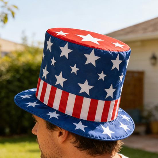 American Flag Top Hat, Uncle Costume Hat for 4th of July, Red White Blue Patriotic Party Decoration for Adults, Independence Day