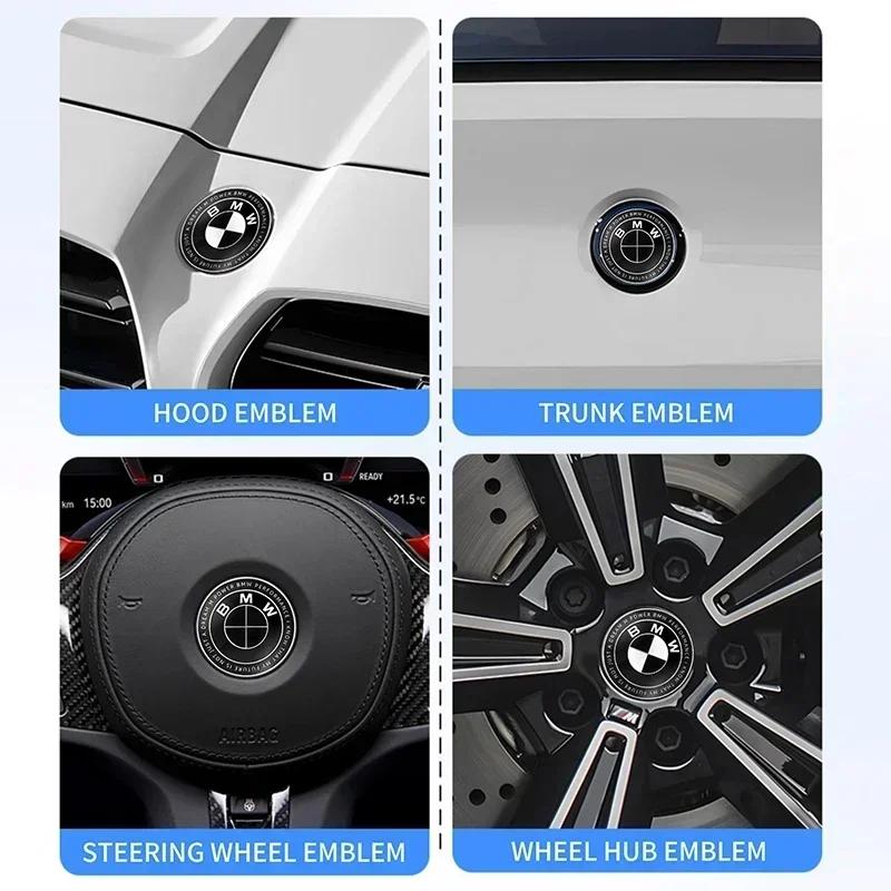 QMBR7 2025 Hots E60 7pcs 45mm 68mm 74mm 82mm Car Front Hood Emblem rear boot badge Steering wheel Logo for BMW M F30 G01 E36 E39 E87 E