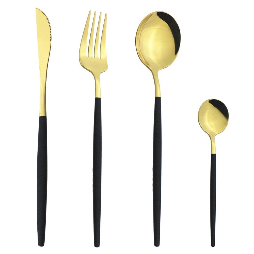 4Pcs Western Colorful Dinnerware Set Stainless Steel Cutlery Dinner Set Knife Fork Coffee Spoon Silverware Kitchen Tableware Set