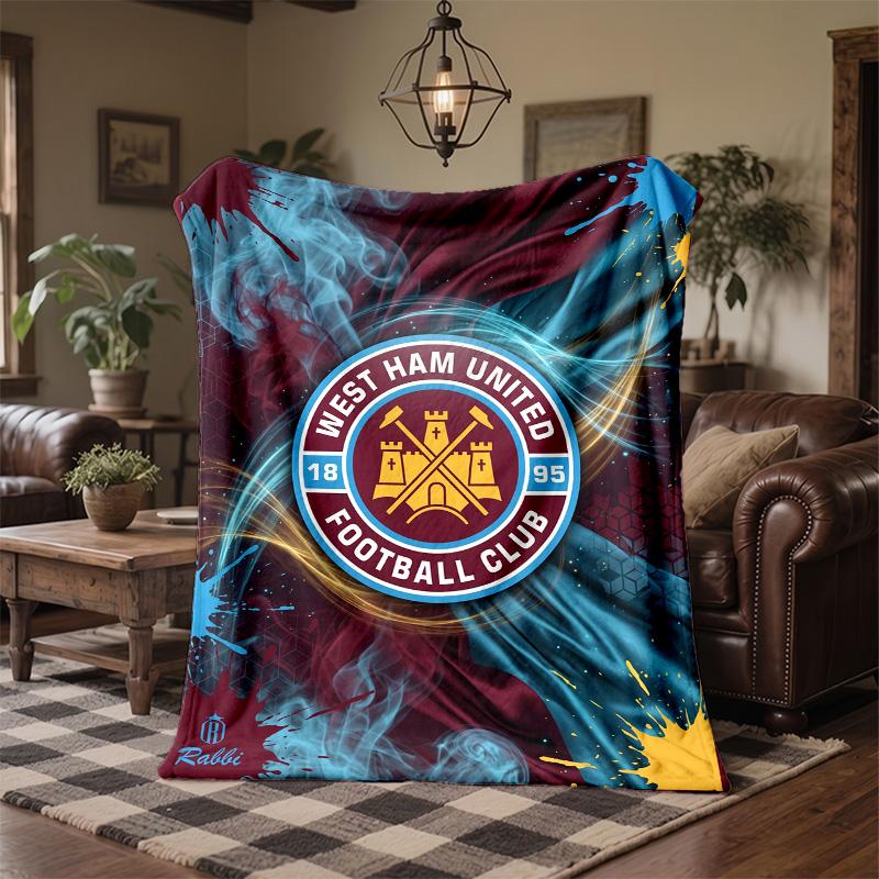 West Ham United Football Print Flannel Blanket Soft Warm Sofa Bed Throw Blanket For Home Office Bedroom